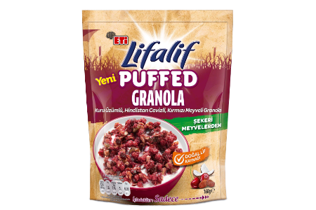 Lifalif Kuru Üzümlü, Hindistan Cevizli, Kırmızı Meyveli Puffed Granola